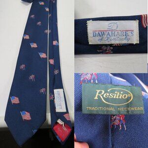 Vintage Patriotic Men's Tie Navy with Flags by Resitio Men's Necktie
